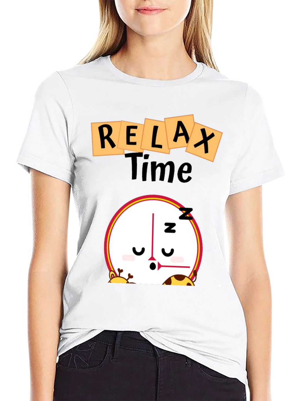 Relax Time Graphic Tee - Cartoon Clock Design