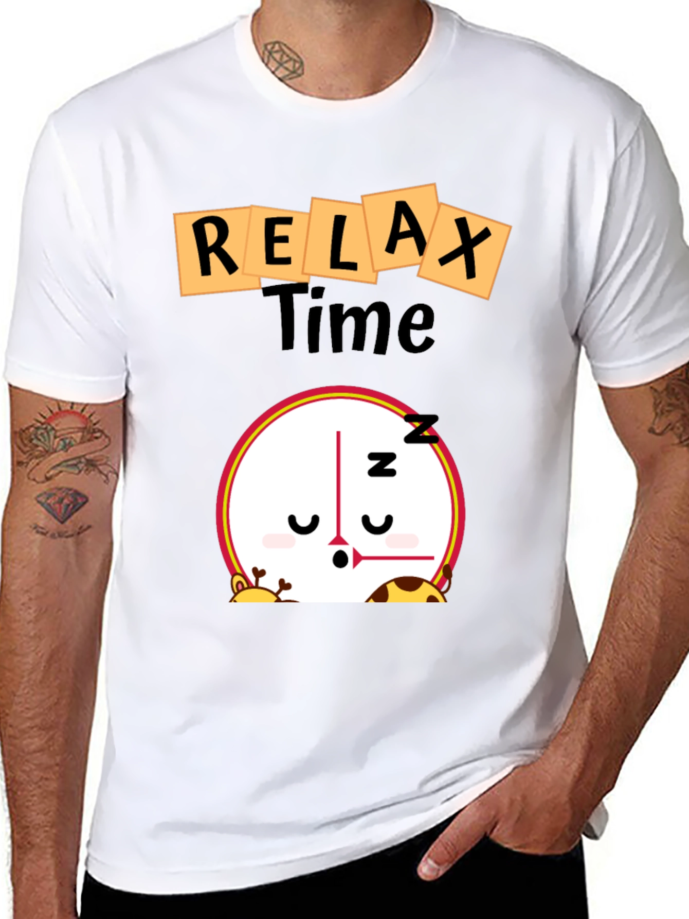 Relax Time Graphic Tee - Cartoon Clock Design