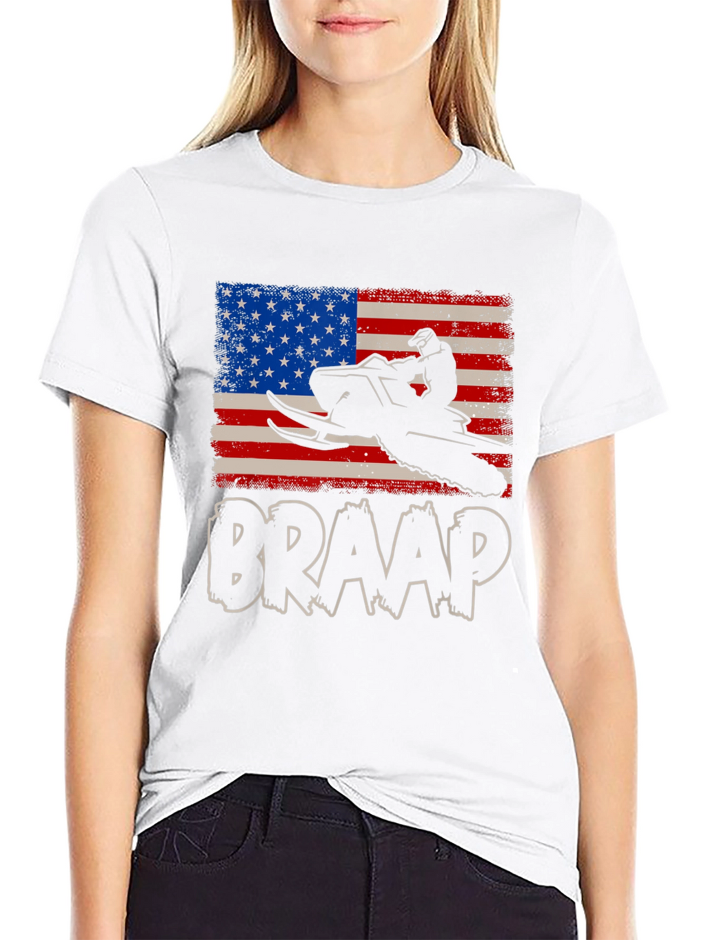 Braap Snowmobile USA Flag Graphic Tee