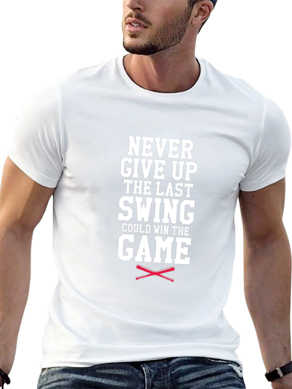 Never Give Up Baseball Graphic Tee