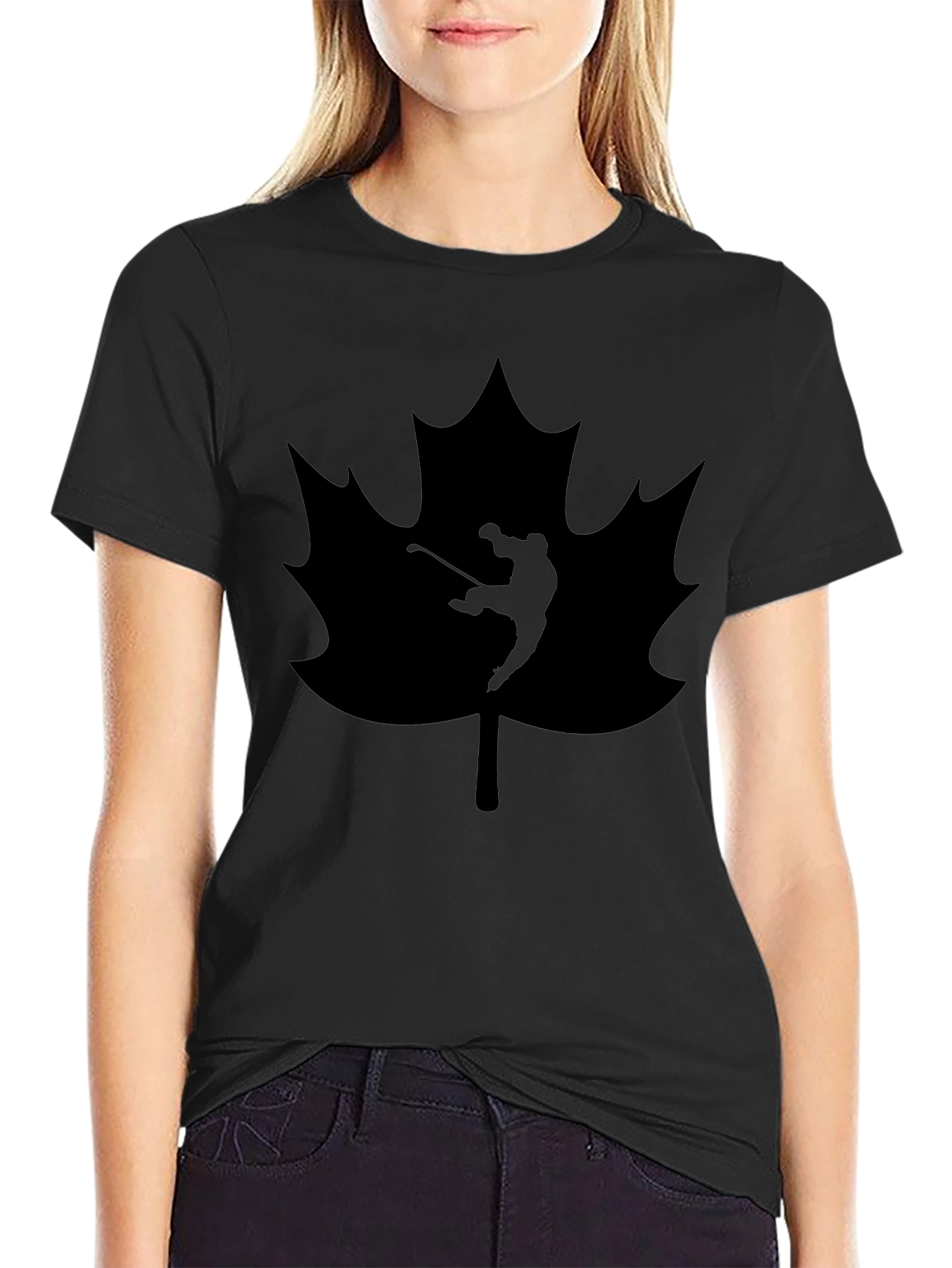 Golfing Canada Maple Leaf Black T-Shirt