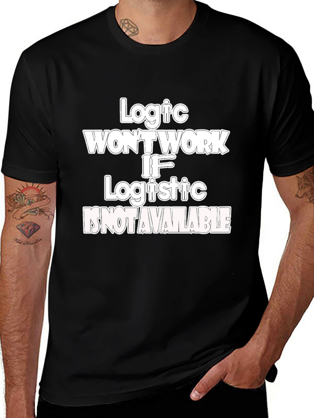 Logic & Logistics Humor Graphic Tee - Black