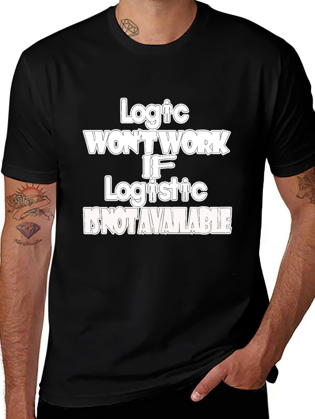 Logic & Logistics Humor Graphic Tee - Black