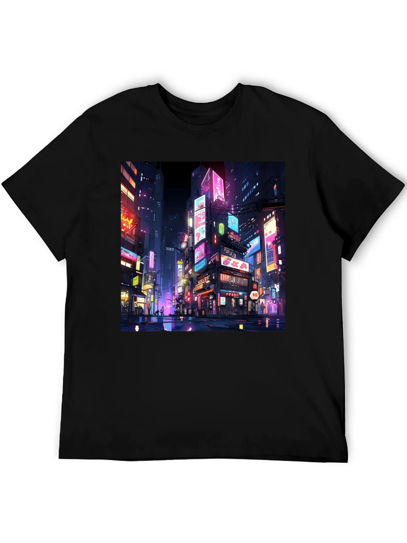 Neon Cityscape T-Shirt - Vibrant Anime Style