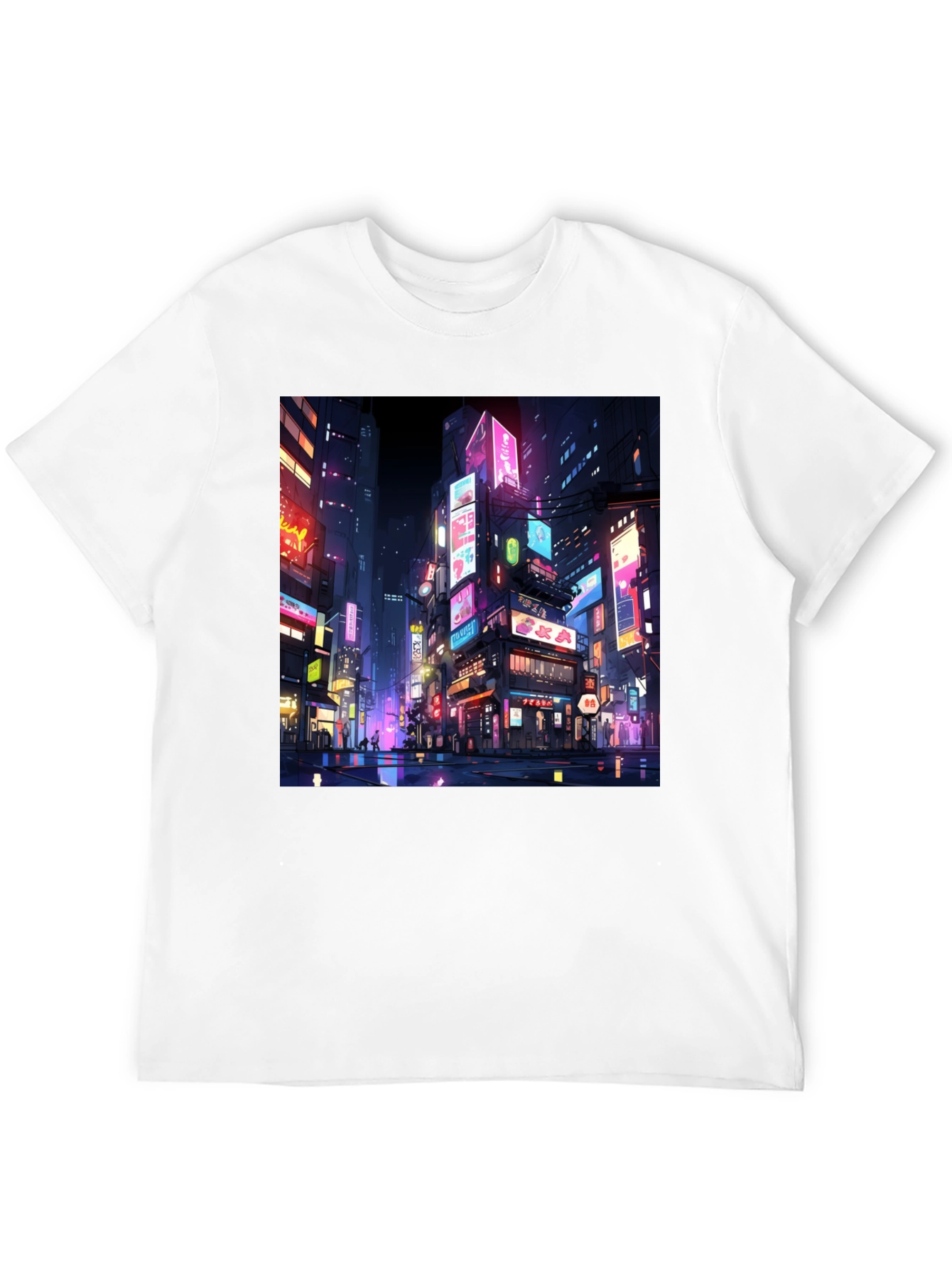 Neon Cityscape T-Shirt - Vibrant Anime Style