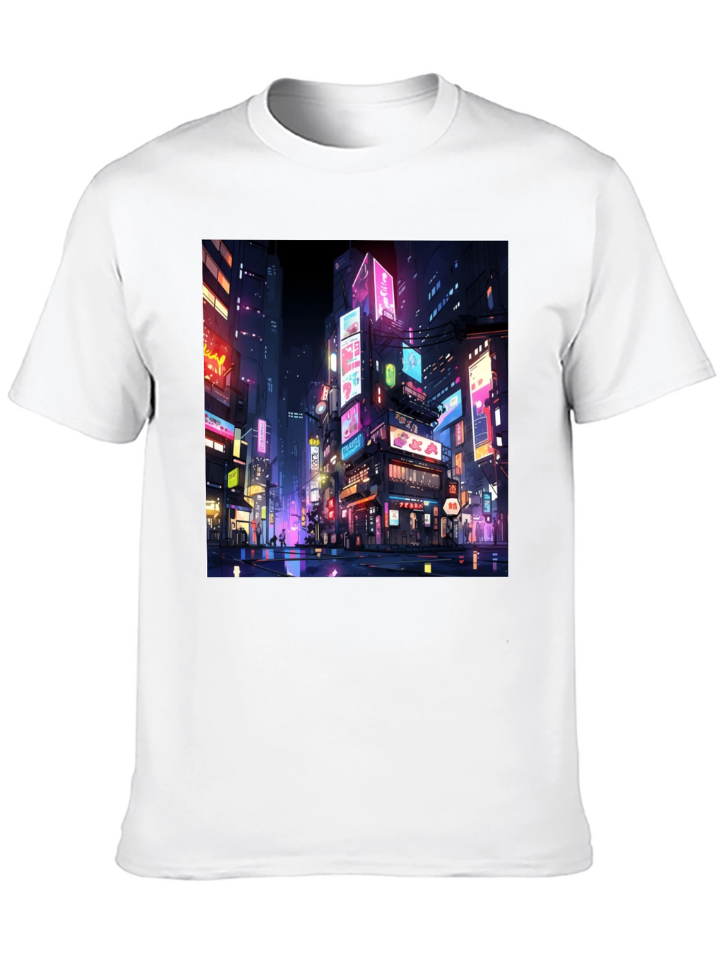 Neon Cityscape T-Shirt - Vibrant Anime Style