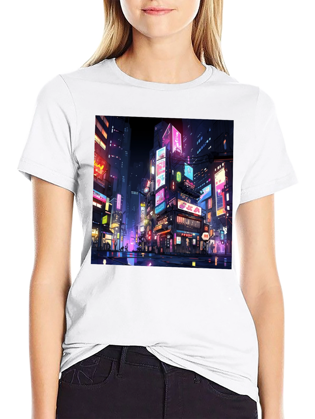 Neon Cityscape T-Shirt - Vibrant Anime Style