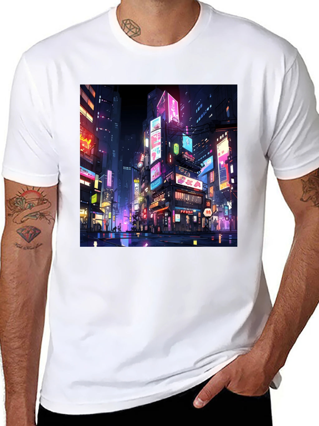 Neon Cityscape T-Shirt - Vibrant Anime Style
