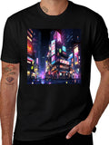 Neon Cityscape T-Shirt - Vibrant Anime Style