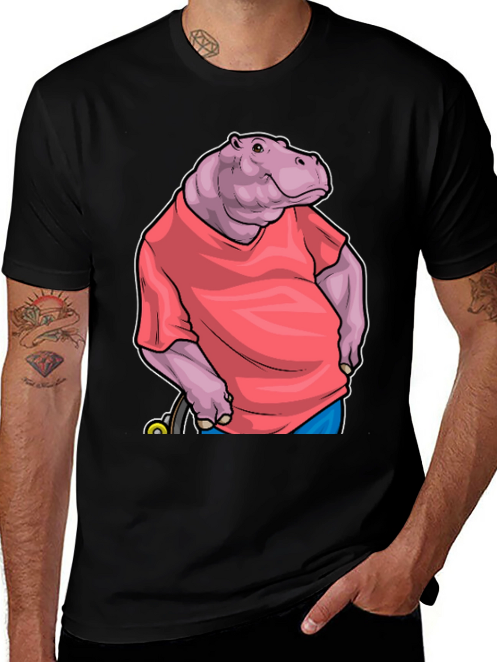 Hippo in Shirt Graphic Tee