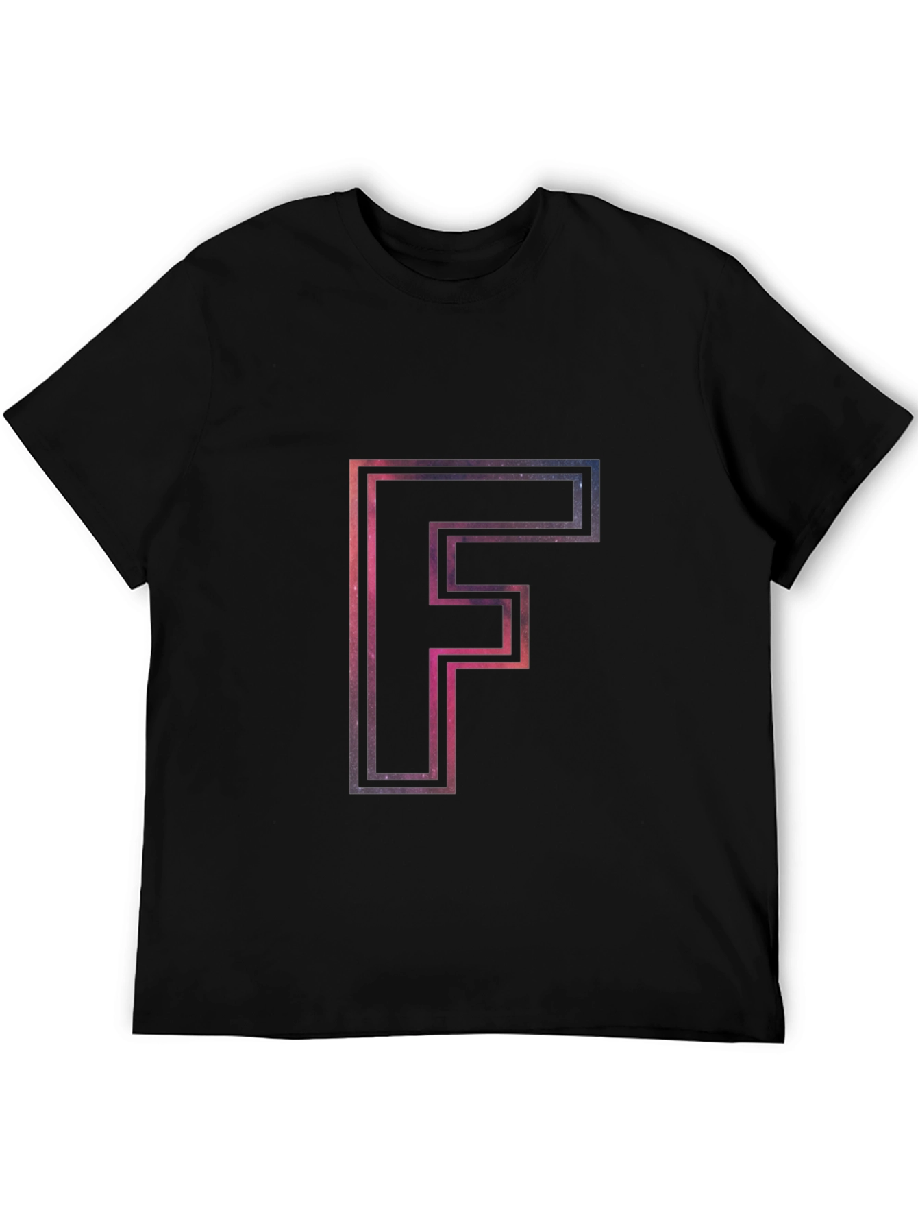 Galaxy Letter F Mens Black T-Shirt