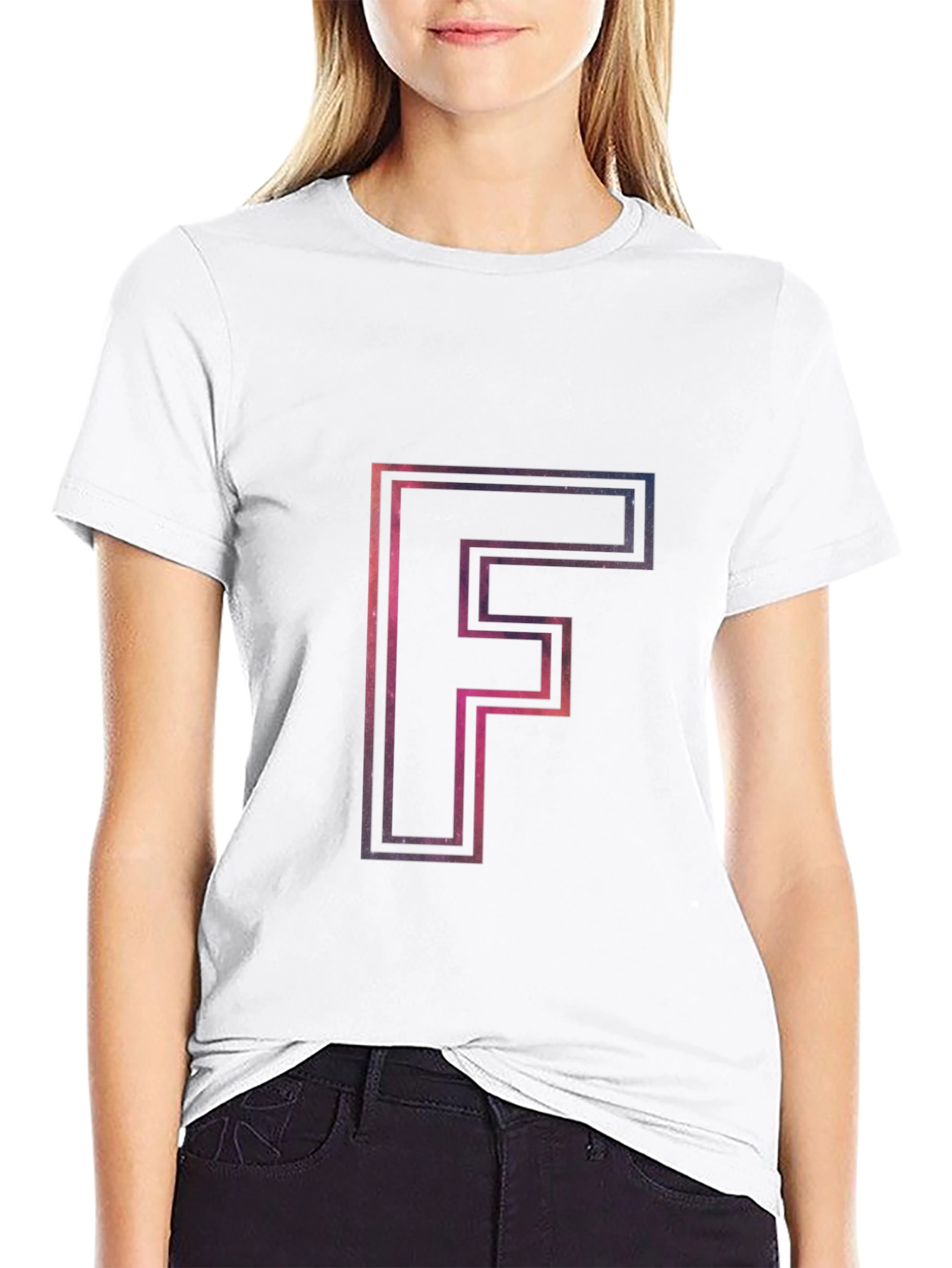 Galaxy Letter F Mens Black T-Shirt