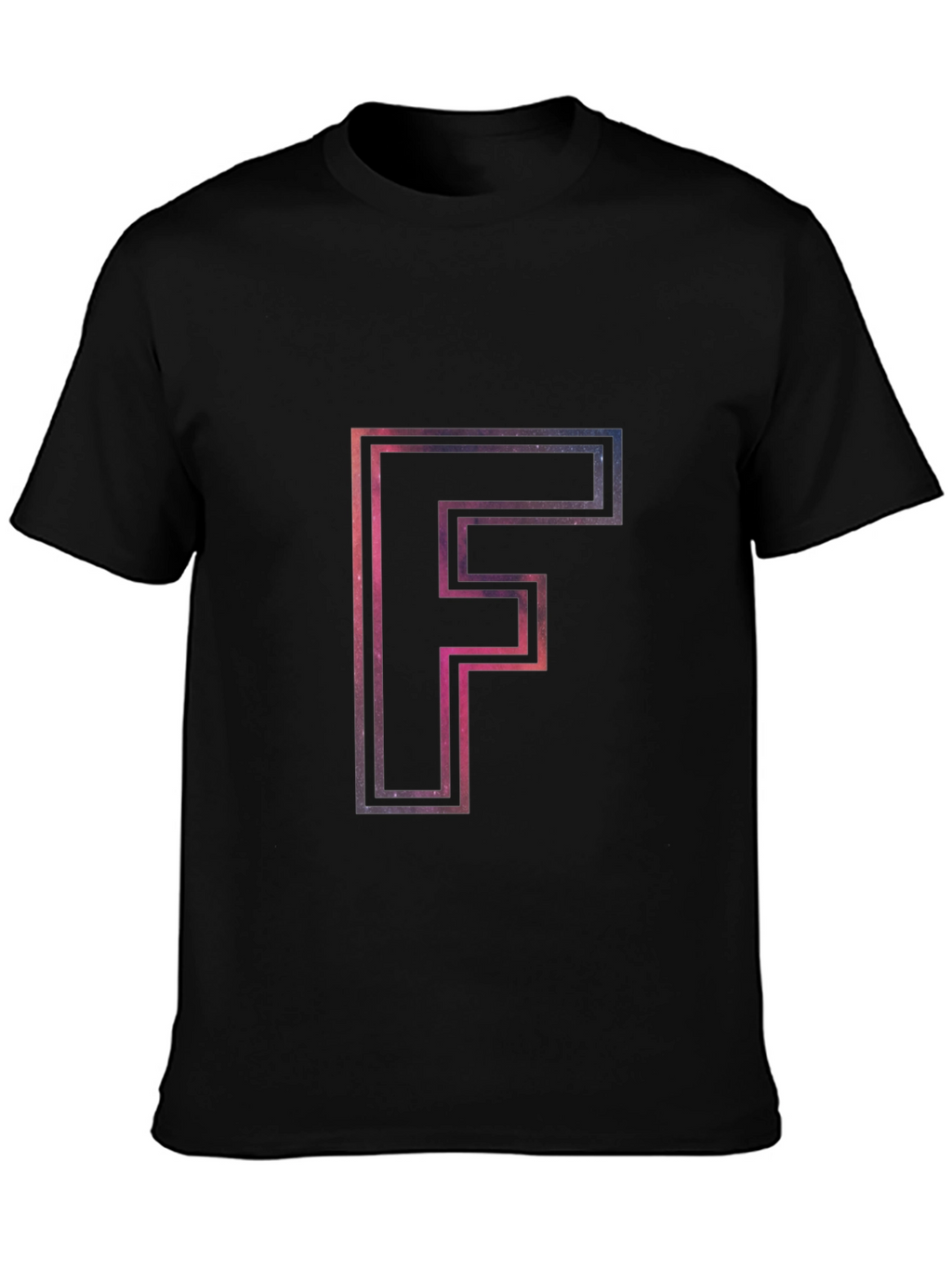 Galaxy Letter F Mens Black T-Shirt