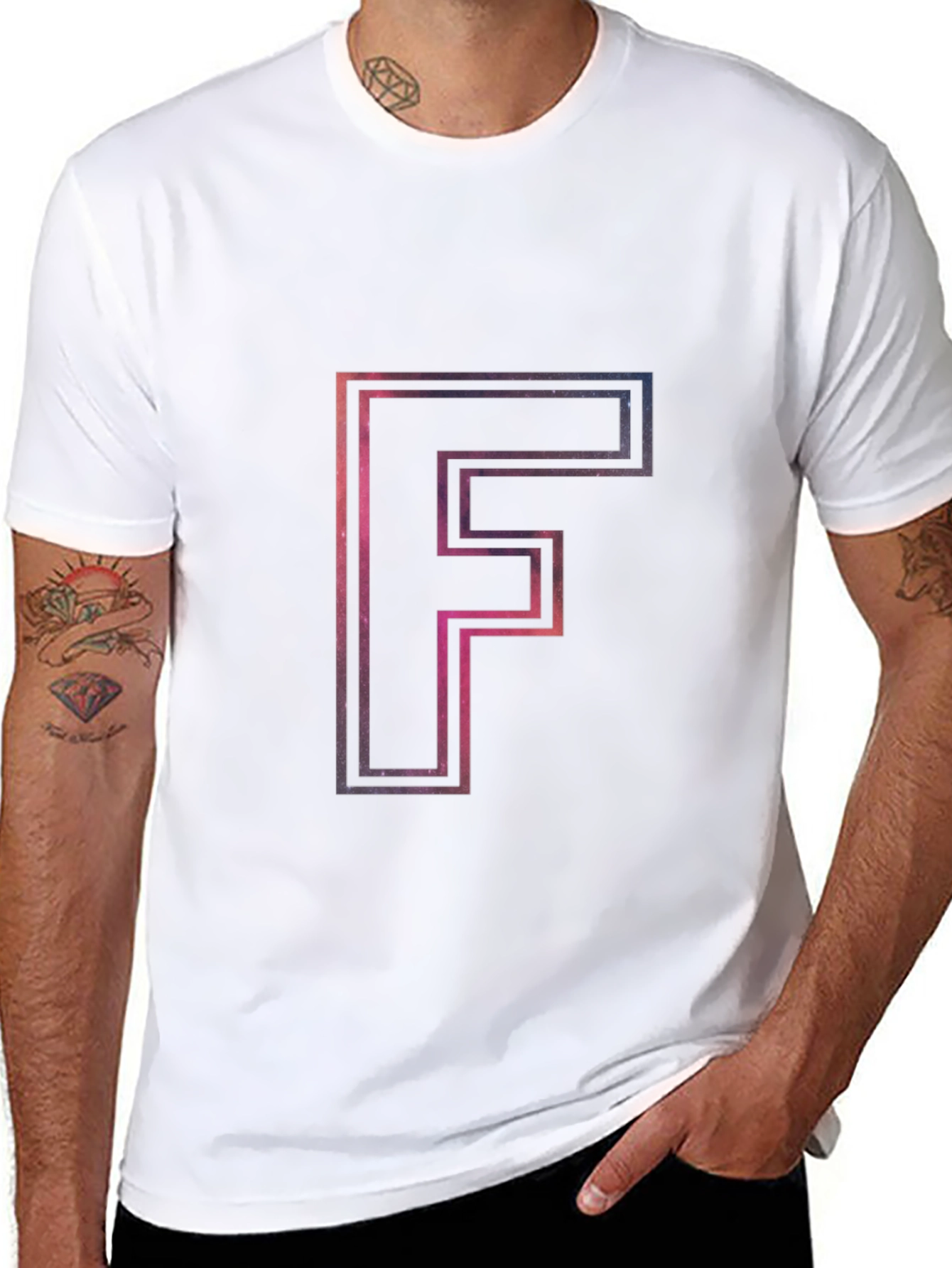 Galaxy Letter F Mens Black T-Shirt
