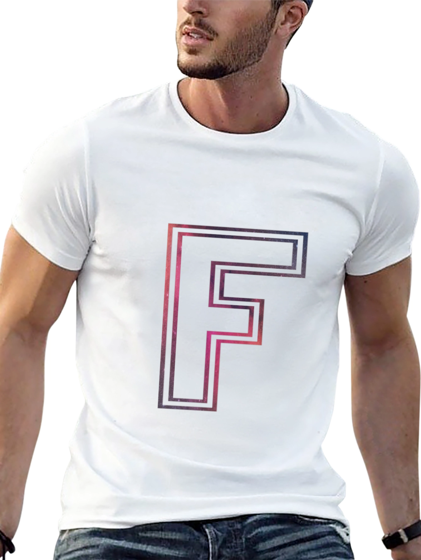Galaxy Letter F Mens Black T-Shirt
