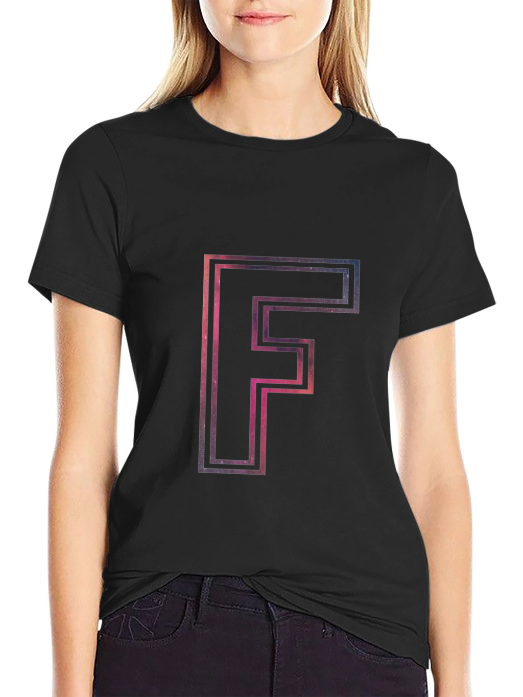 Galaxy Letter F Mens Black T-Shirt