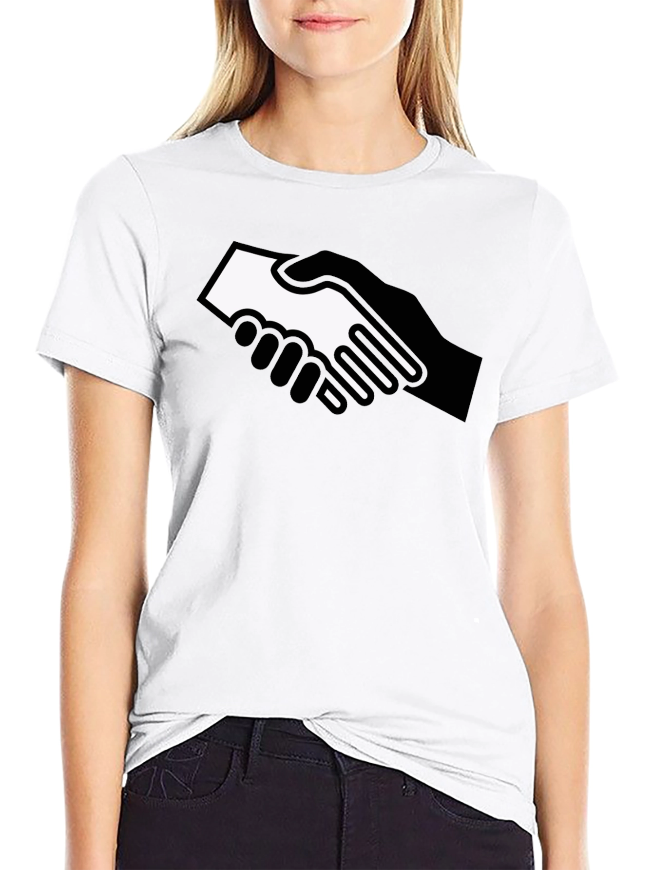 Handshake Graphic Black T-Shirt - Bold Statement Tee