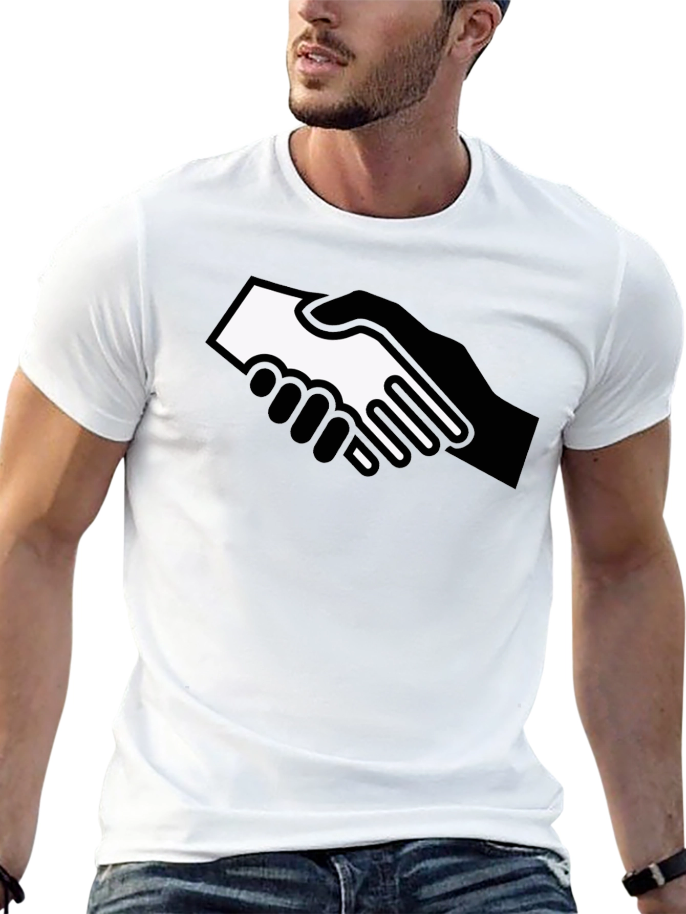 Handshake Graphic Black T-Shirt - Bold Statement Tee