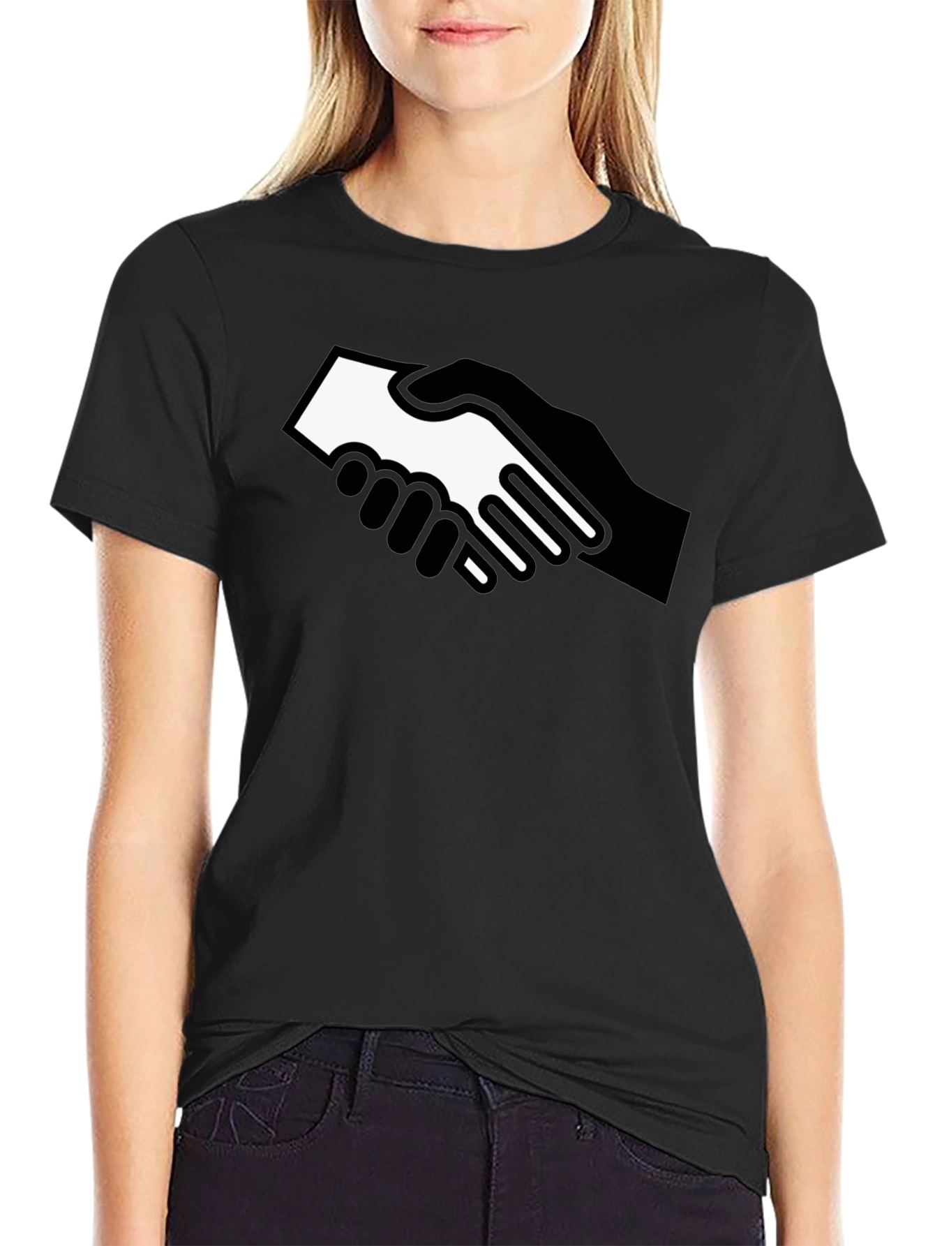 Handshake Graphic Black T-Shirt - Bold Statement Tee