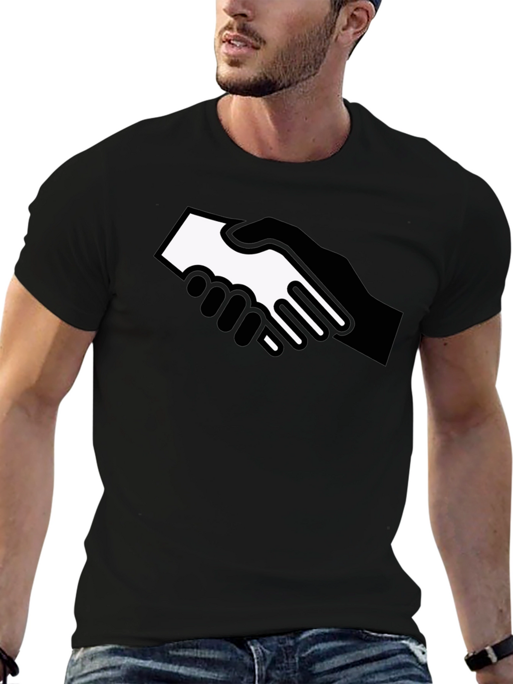 Handshake Graphic Black T-Shirt - Bold Statement Tee