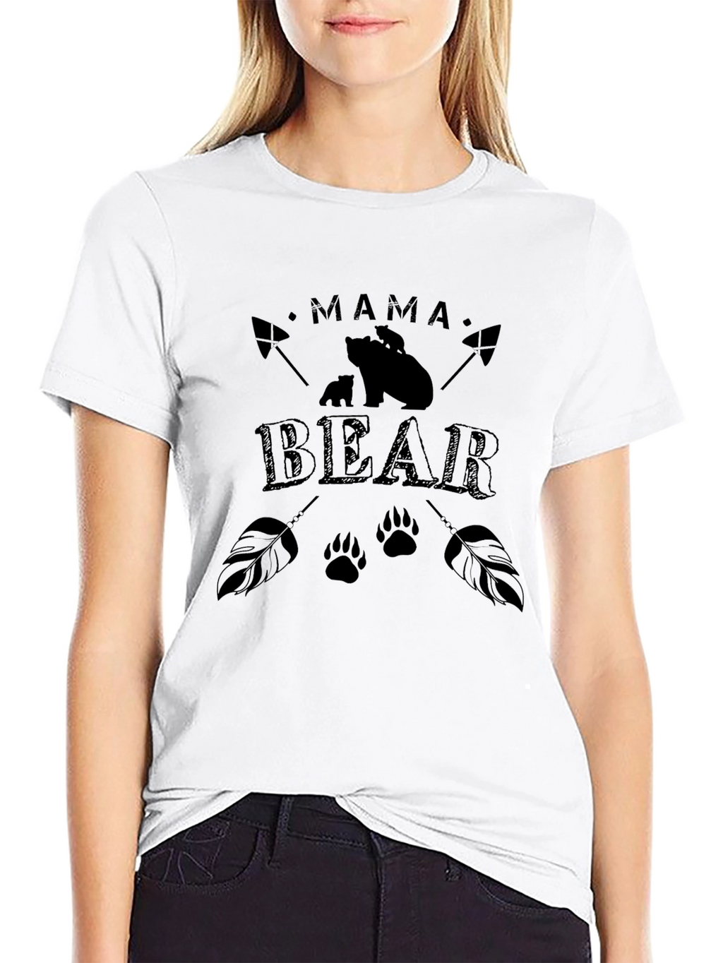 Mama Bear Graphic Tee - Black Cotton T-Shirt