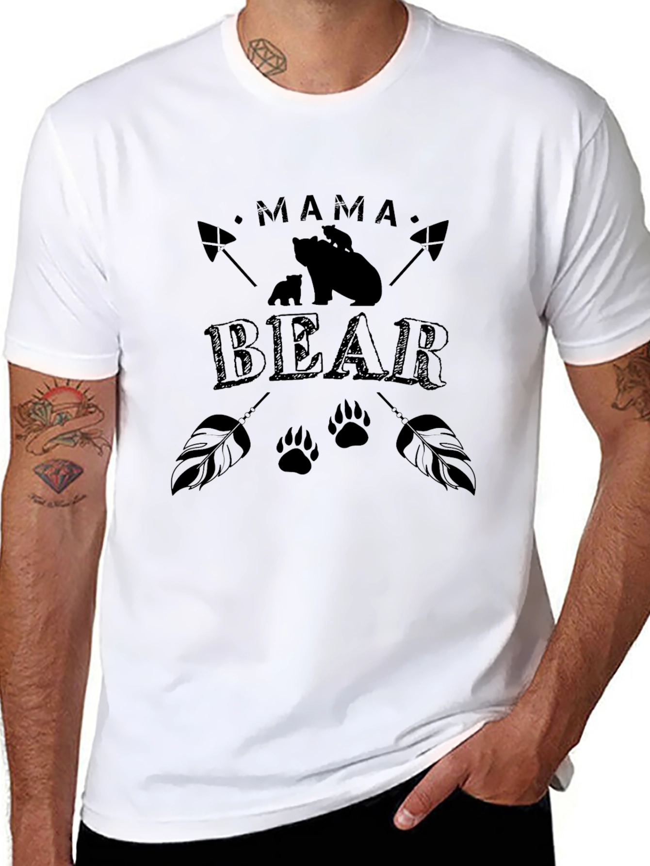 Mama Bear Graphic Tee - Black Cotton T-Shirt