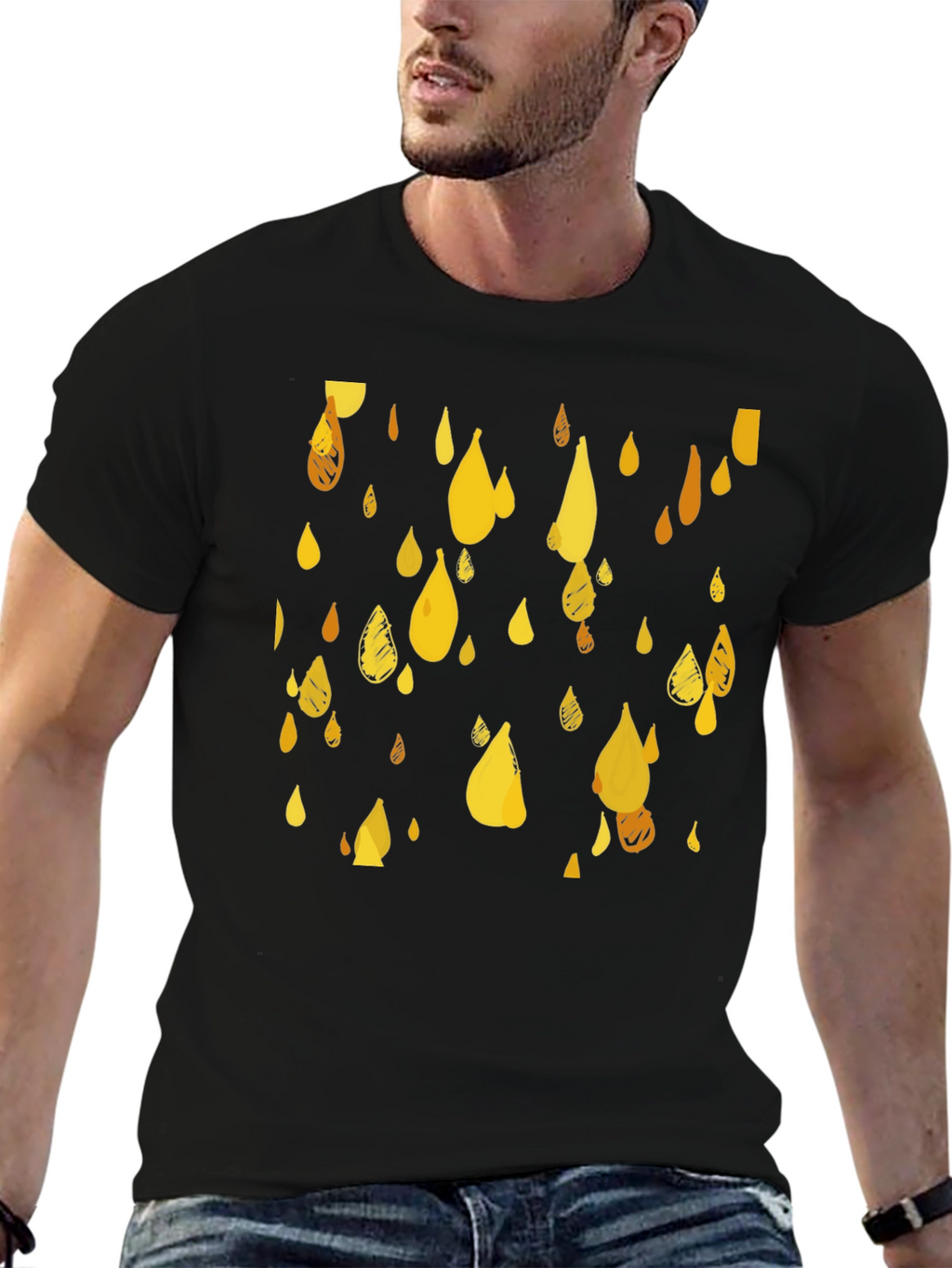 Golden Rain T-Shirt - Stylish Graphic Tee