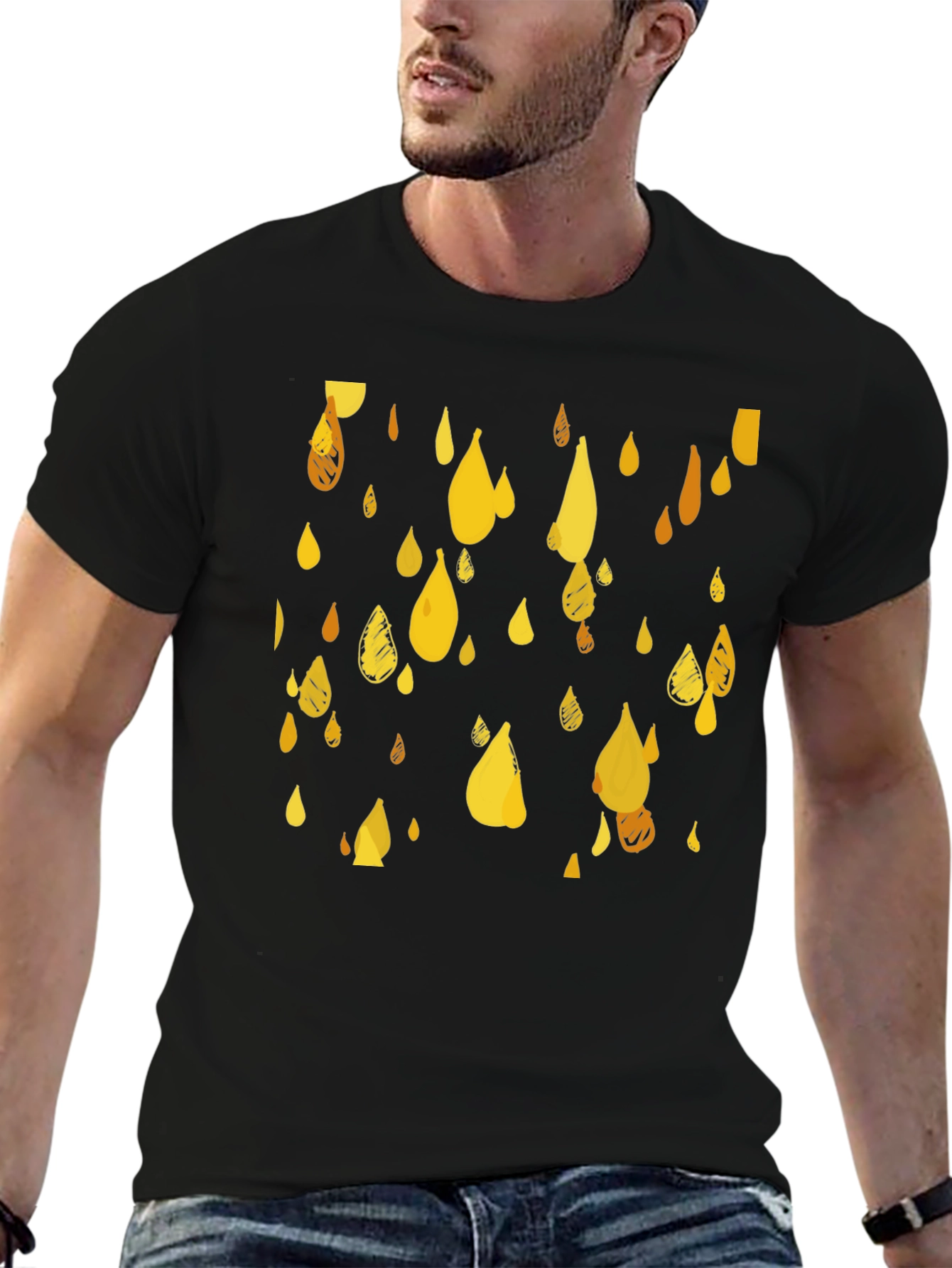 Golden Rain T-Shirt - Stylish Graphic Tee