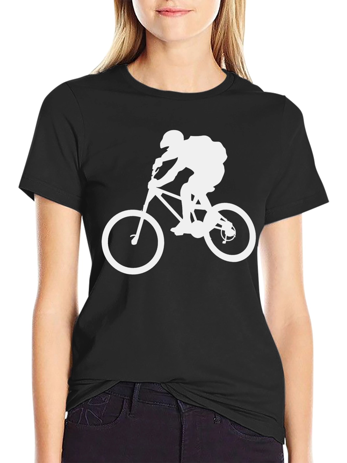 Mountain Biker Graphic Tee - Black Cotton Shirt