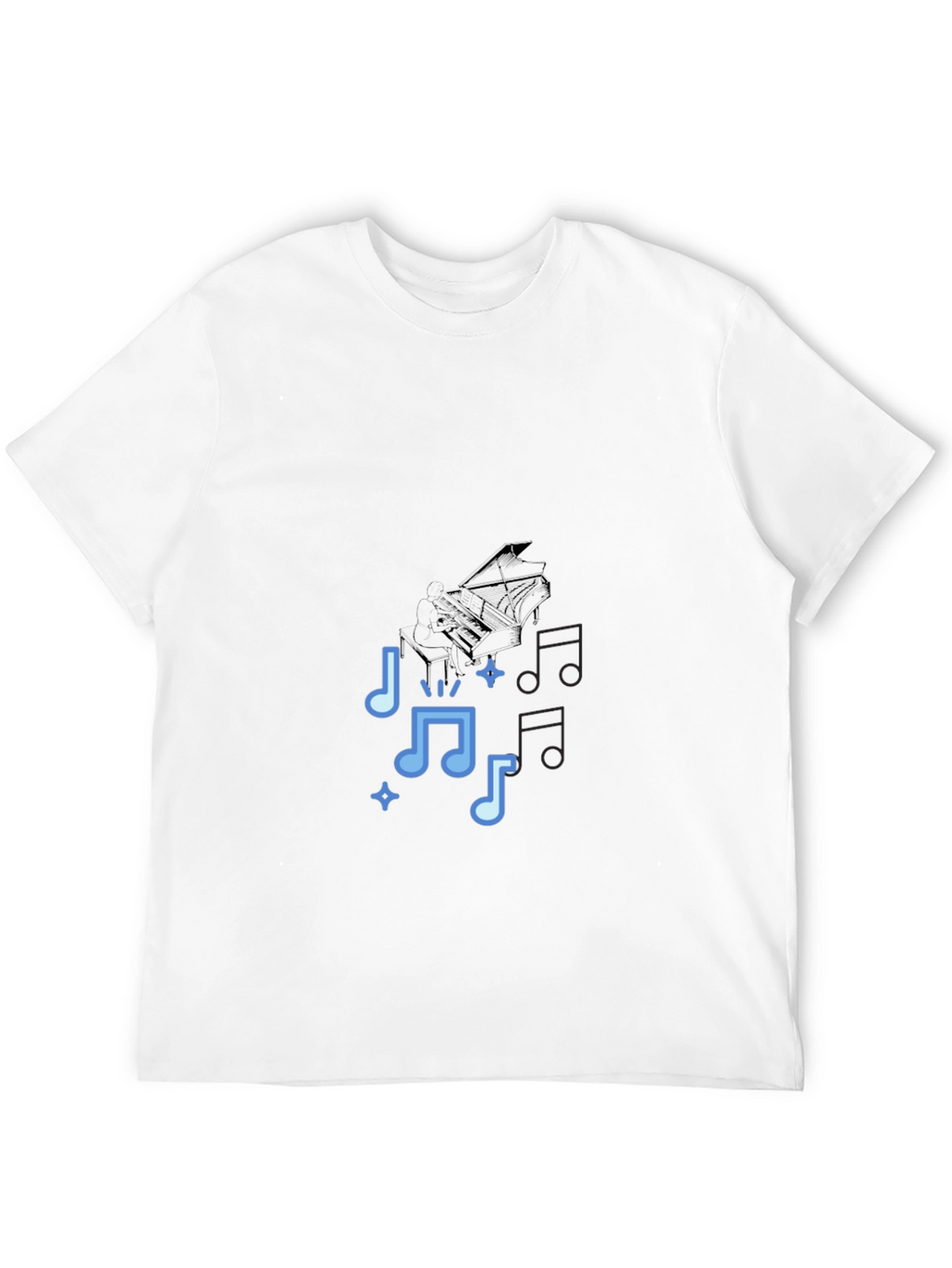 Musical Notes Graphic Print Tee - Black