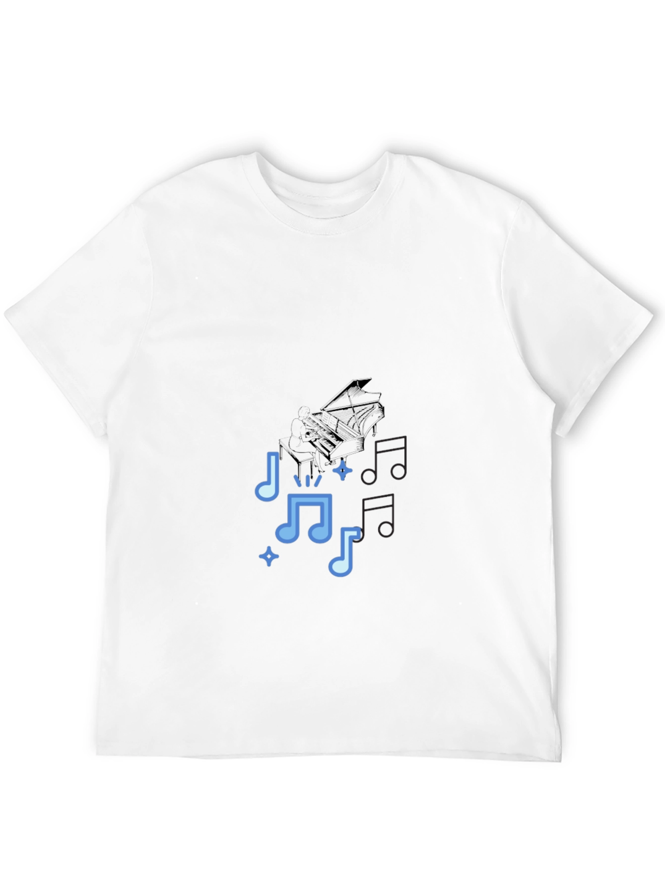 Musical Notes Graphic Print Tee - Black