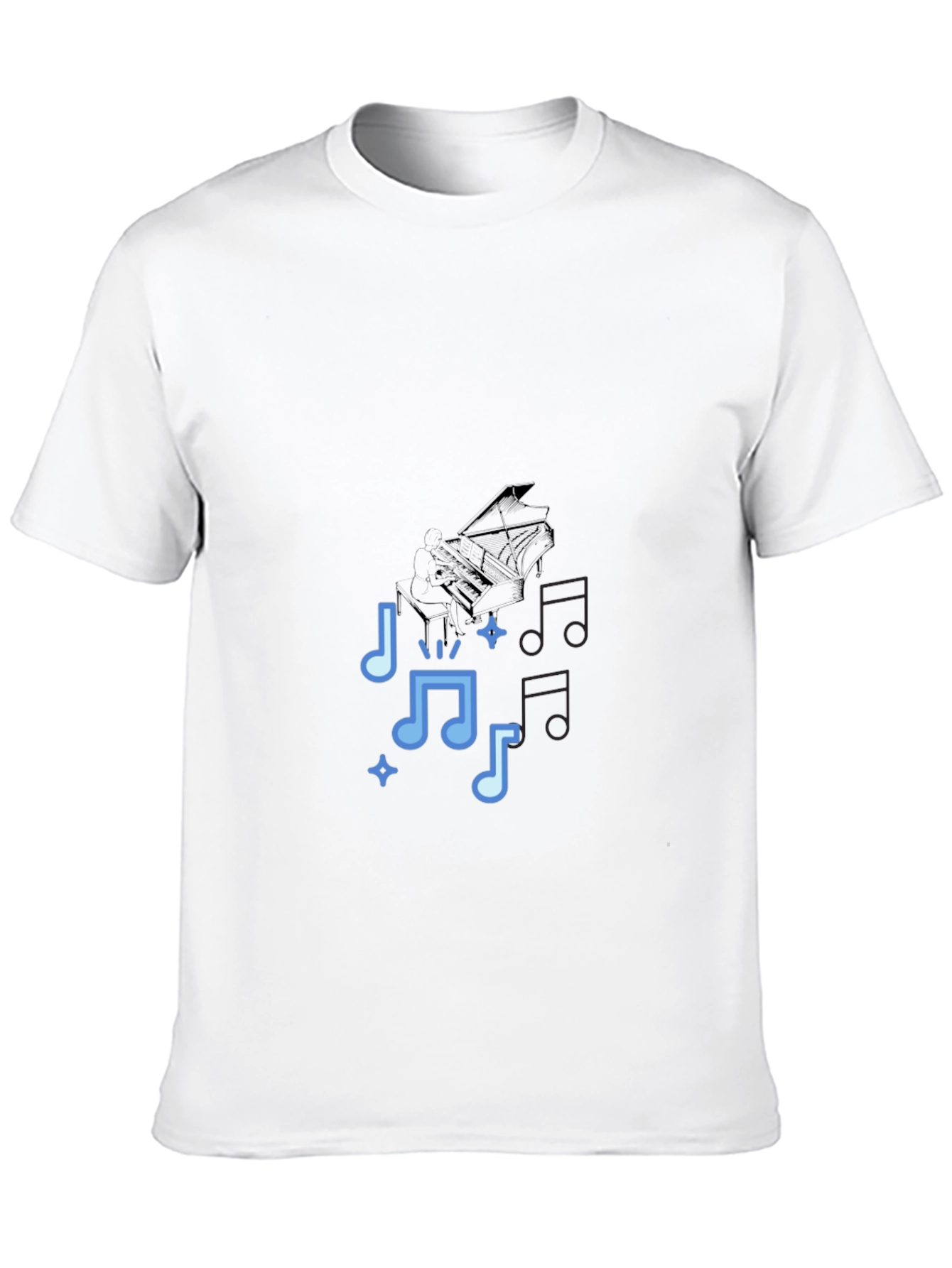 Musical Notes Graphic Print Tee - Black