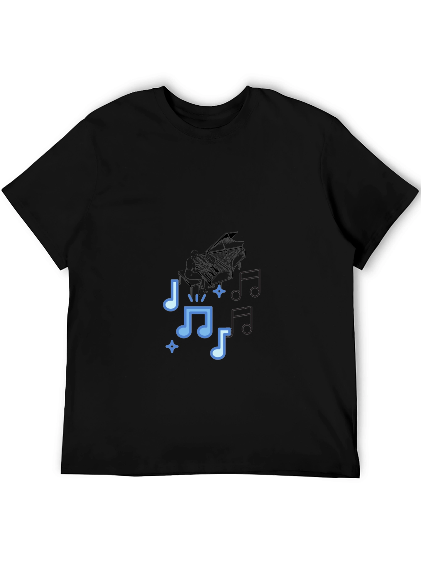 Musical Notes Graphic Print Tee - Black