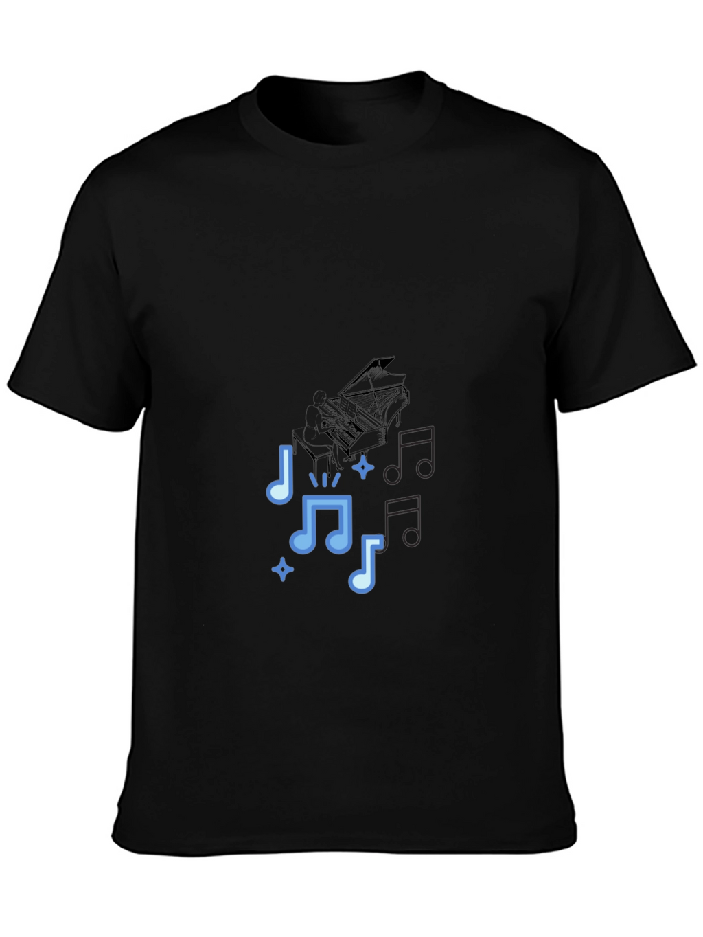 Musical Notes Graphic Print Tee - Black