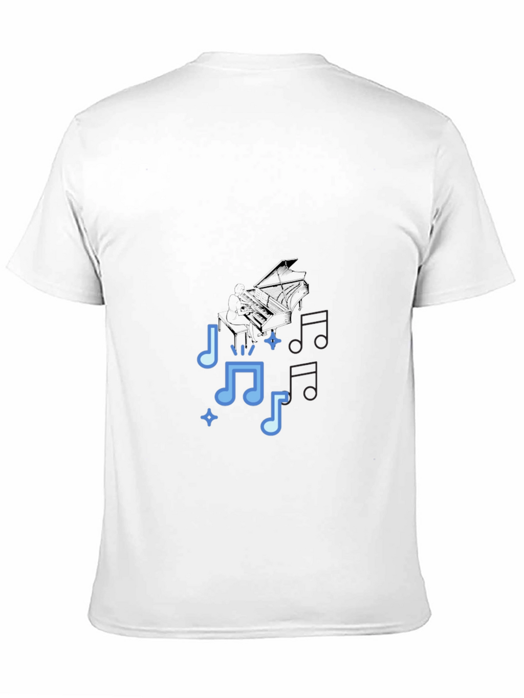 Musical Notes Graphic Print Tee - Black