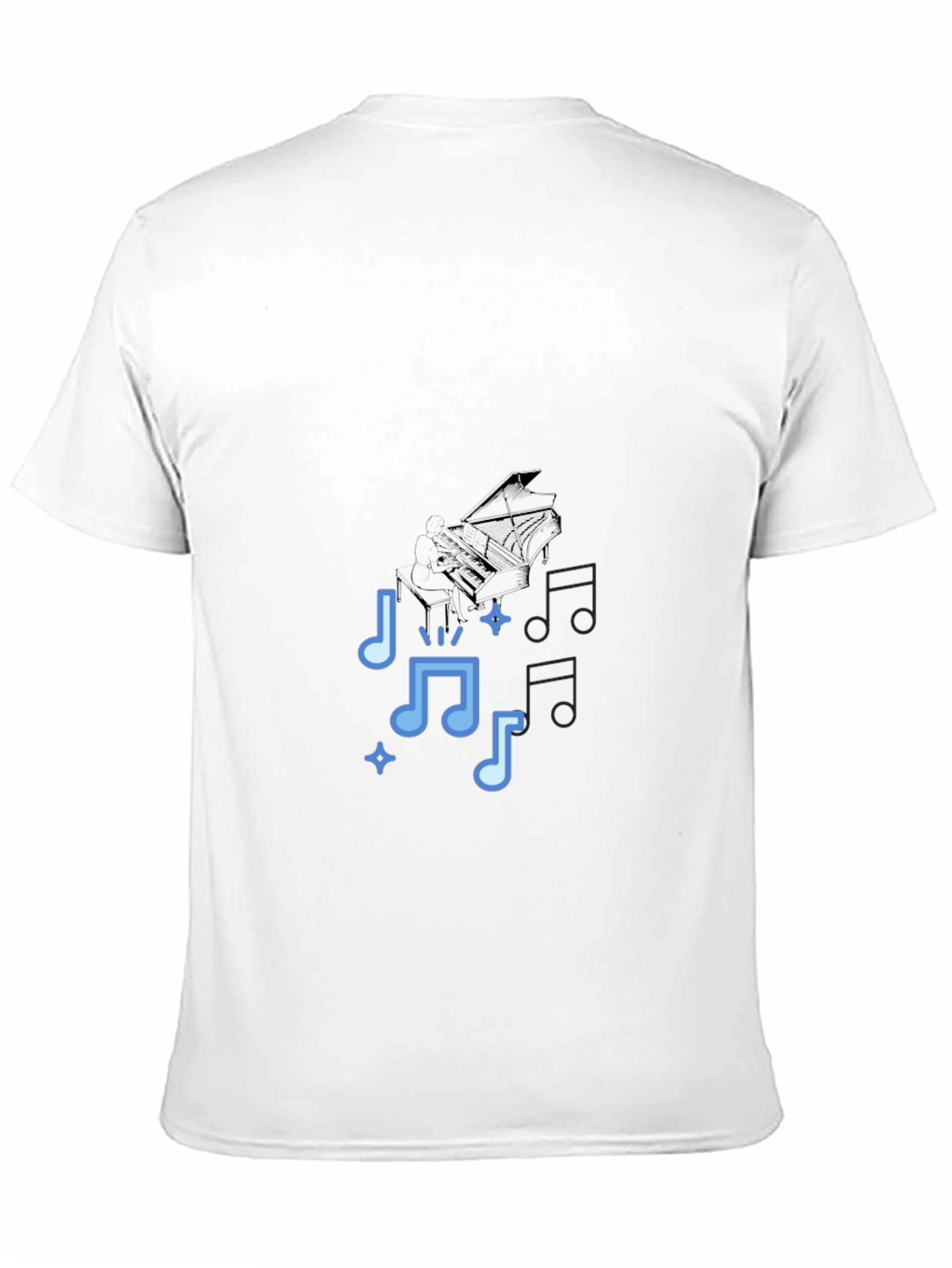 Musical Notes Graphic Print Tee - Black