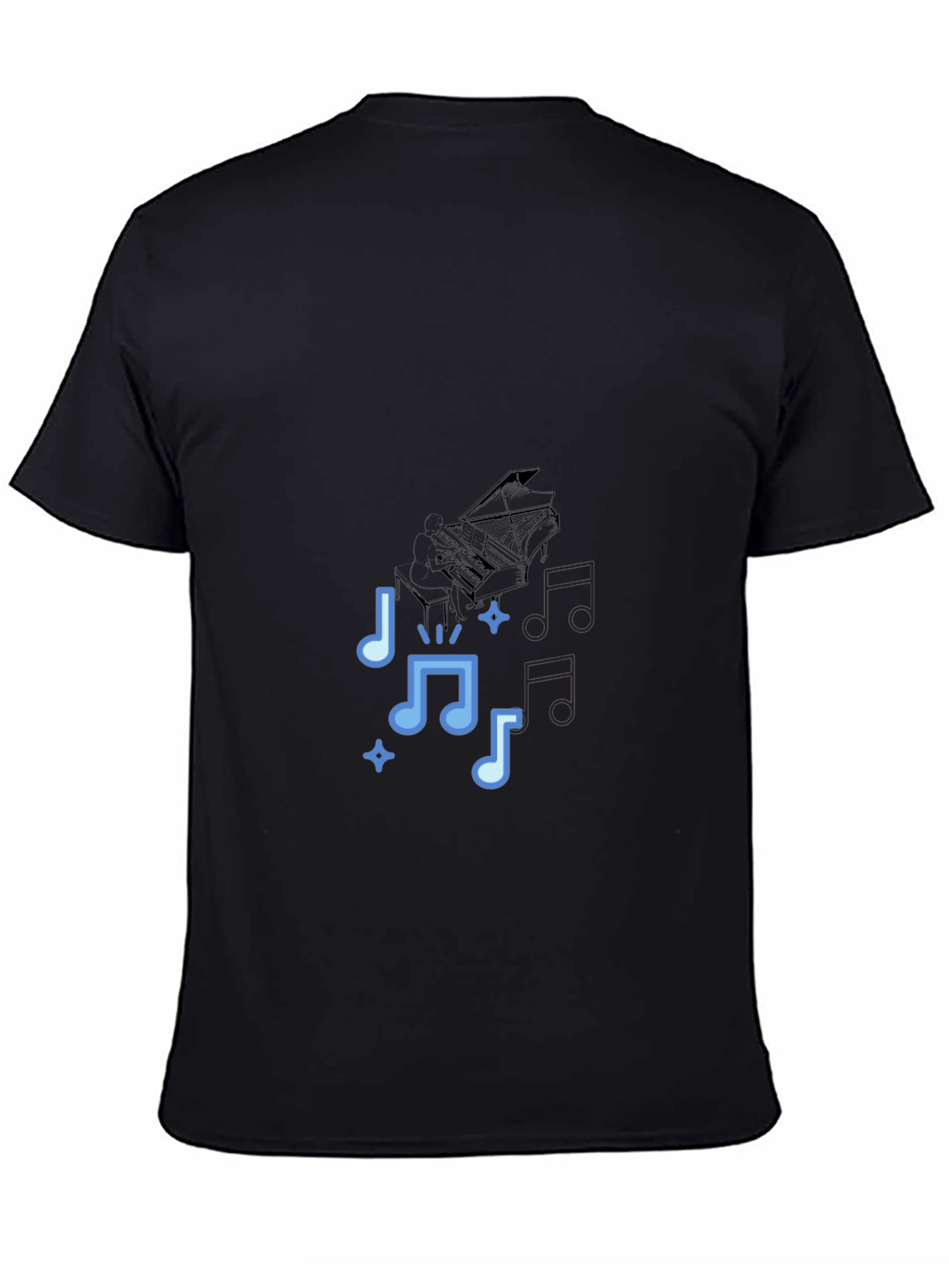 Musical Notes Graphic Print Tee - Black
