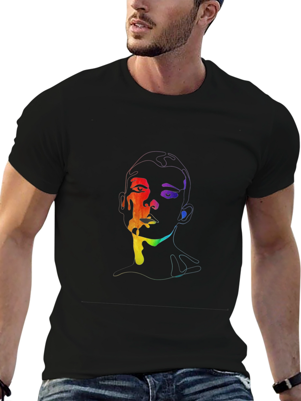 Rainbow Face Graphic T-Shirt