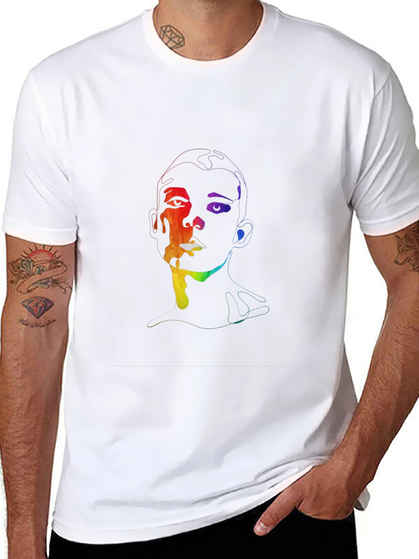 Rainbow Face Graphic T-Shirt