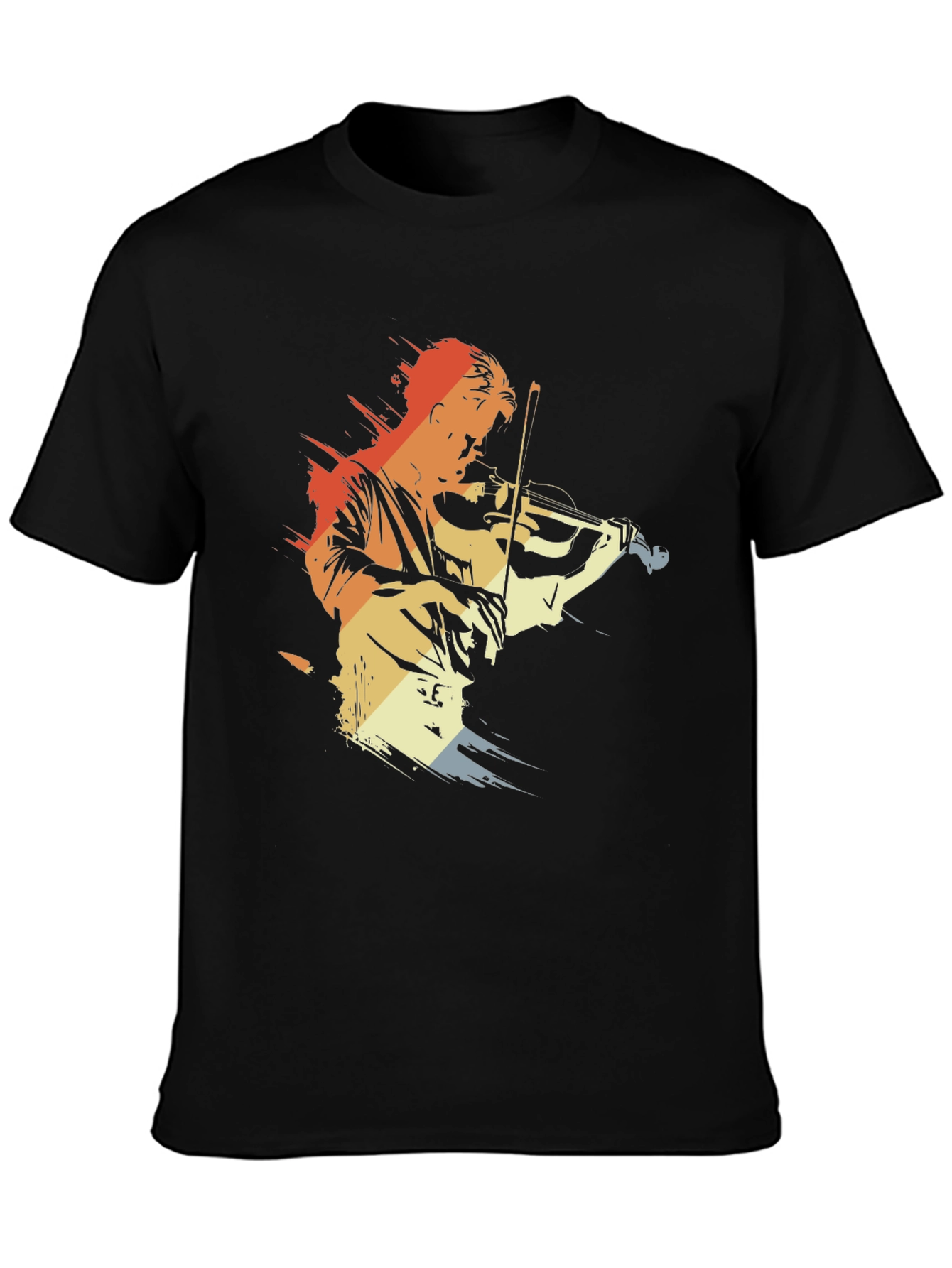 Violinist Retro Graphic Tee - Black Cotton Comfort