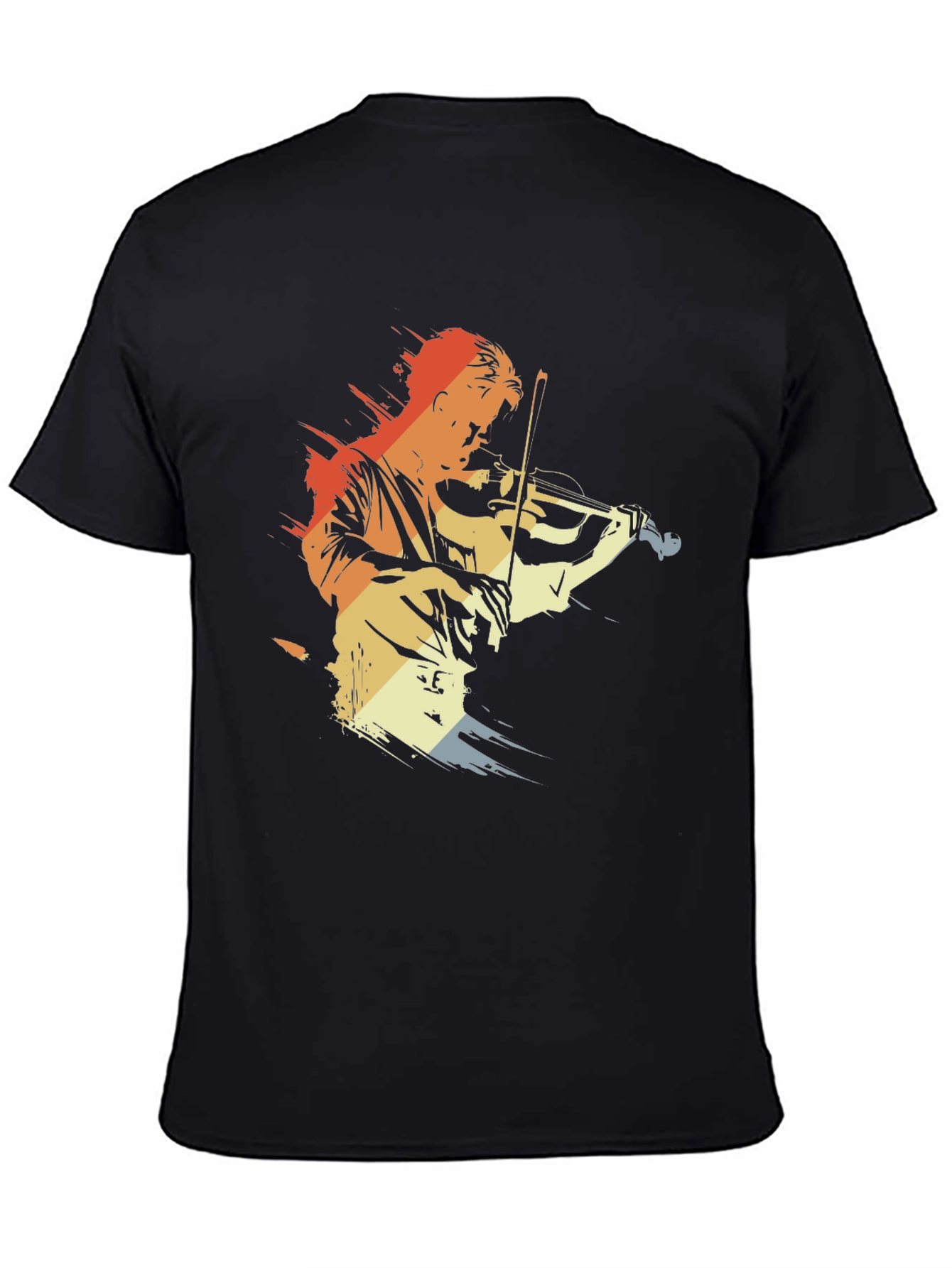 Violinist Retro Graphic Tee - Black Cotton Comfort