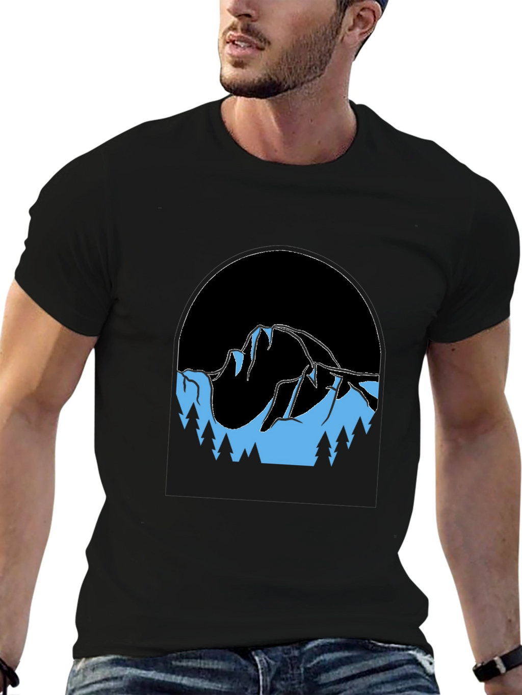 Mountain Scene Black T-Shirt