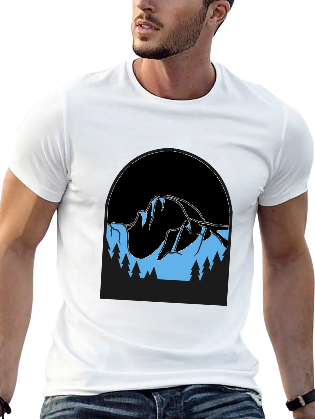 Mountain Scene Black T-Shirt