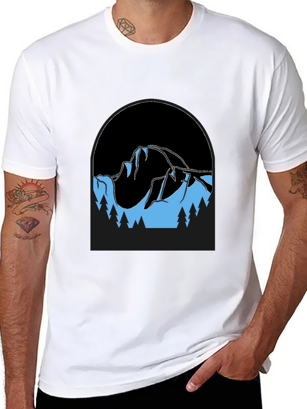 Mountain Scene Black T-Shirt