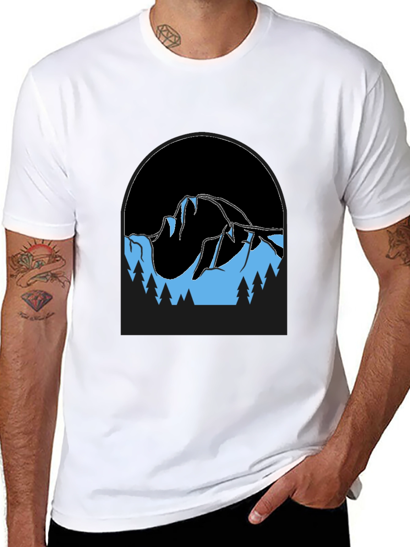 Mountain Scene Black T-Shirt