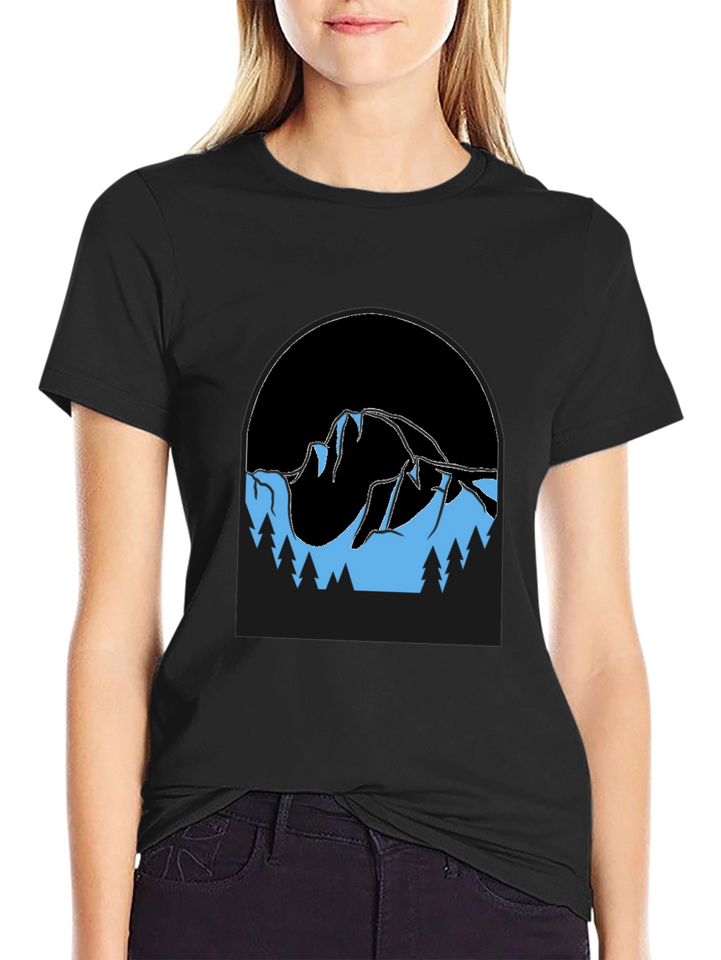 Mountain Scene Black T-Shirt