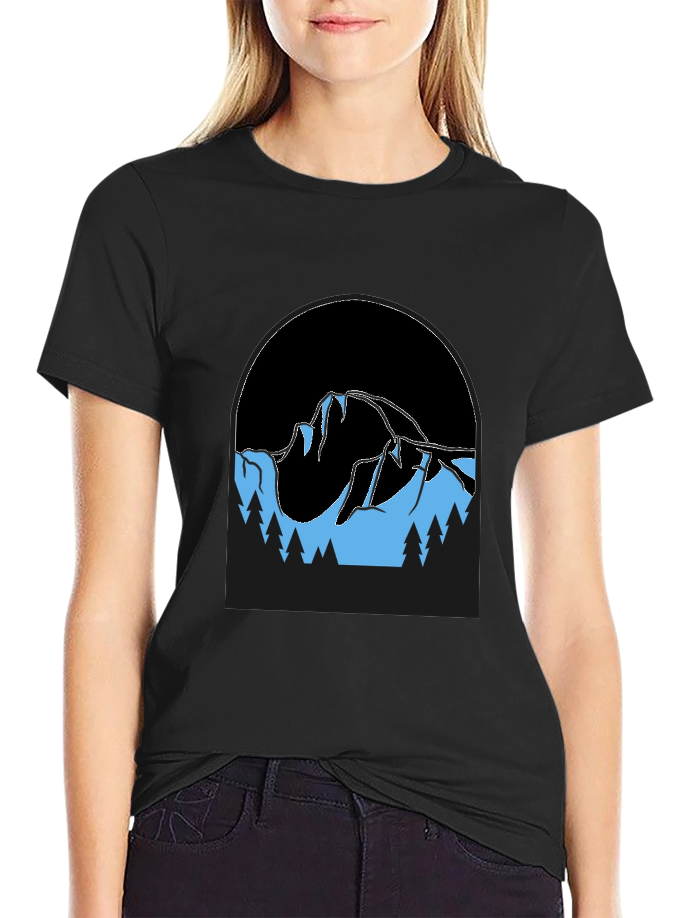 Mountain Scene Black T-Shirt