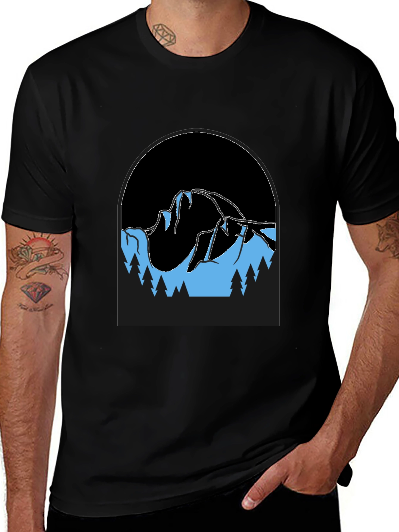 Mountain Scene Black T-Shirt