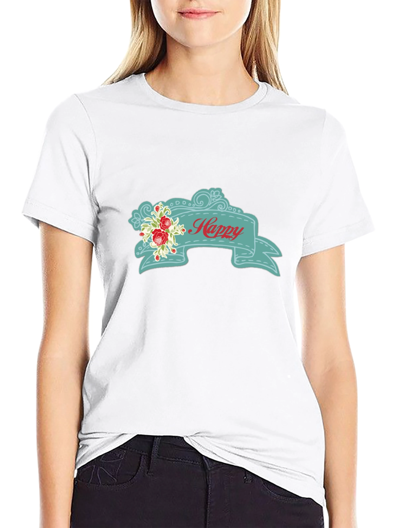 Happy Floral Banner Graphic Tee