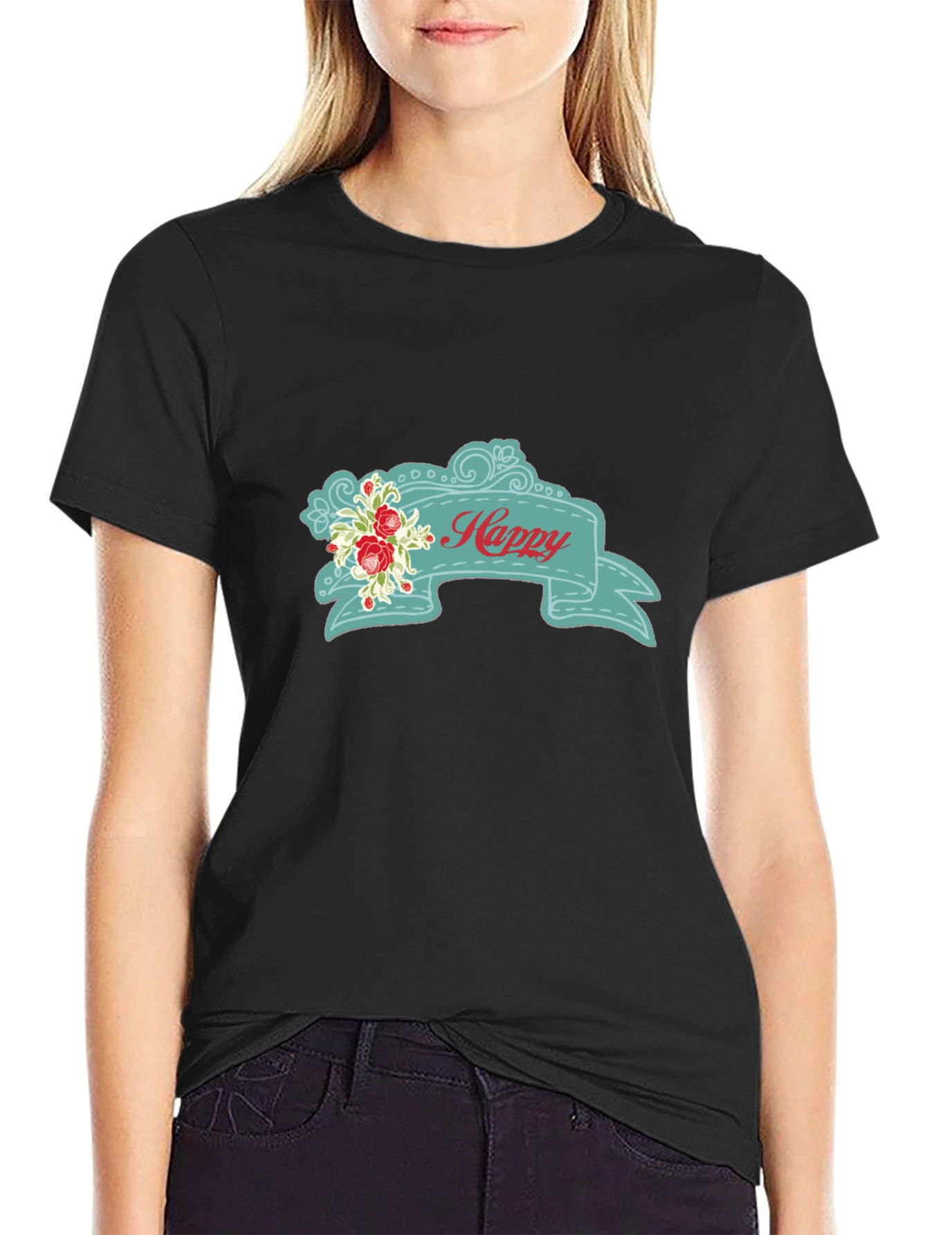 Happy Floral Banner Graphic Tee